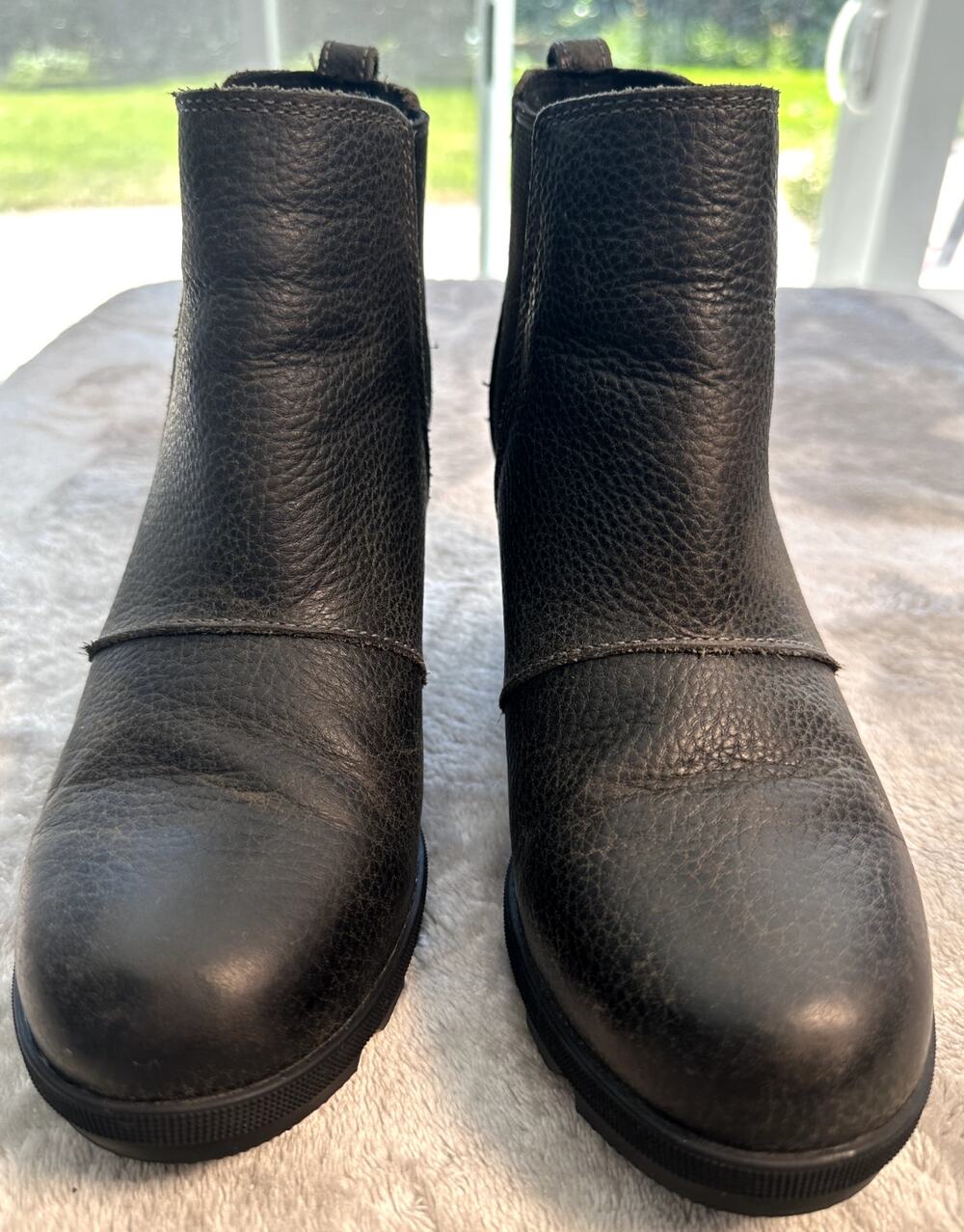 Sorel Joan of Arctic Wedge Waterproof Gray Leather Ankle Boots Womens Size 8.5